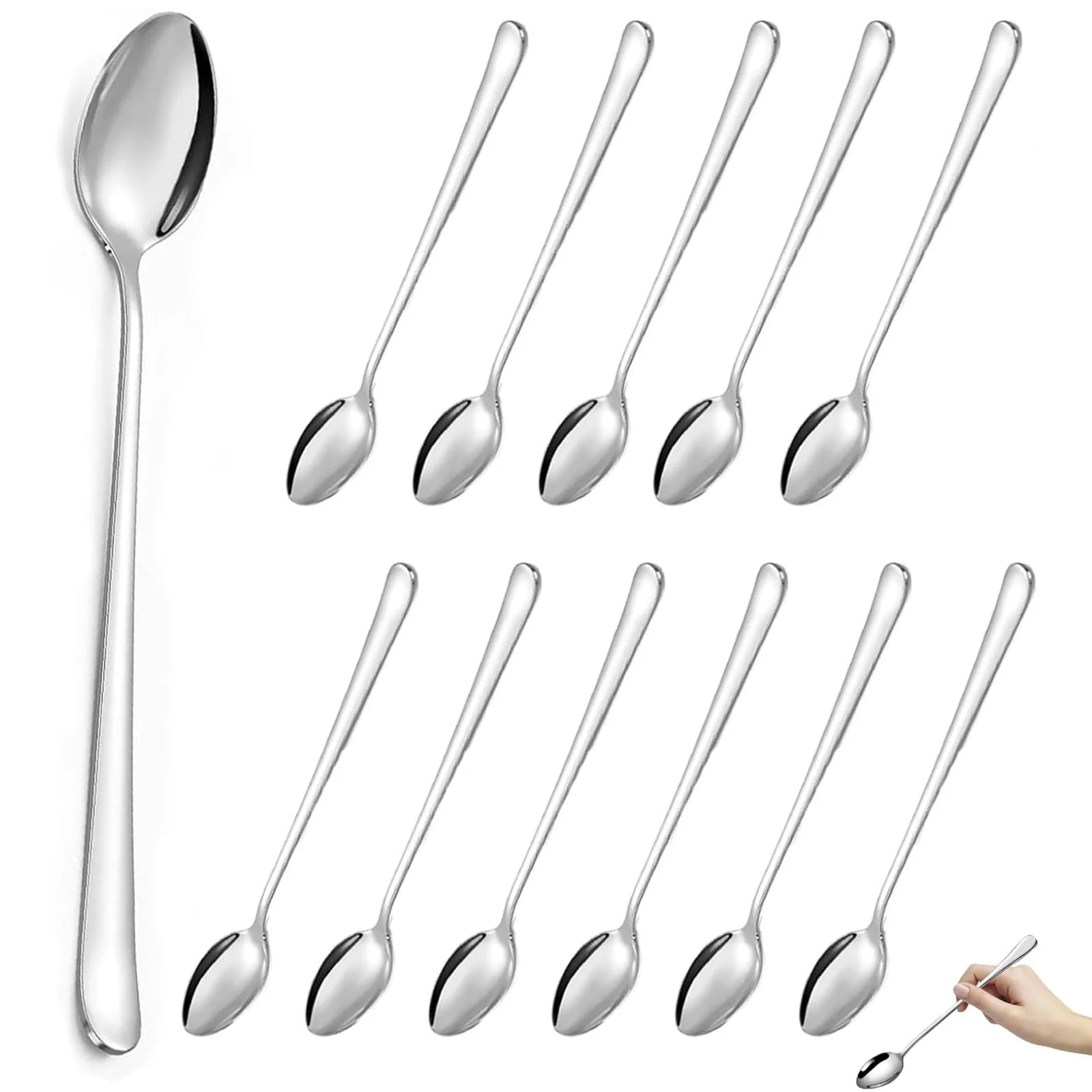 Ложка для лате макіато з нержавіючої сталі, 19.7 см, набір 12 штук, фото №1