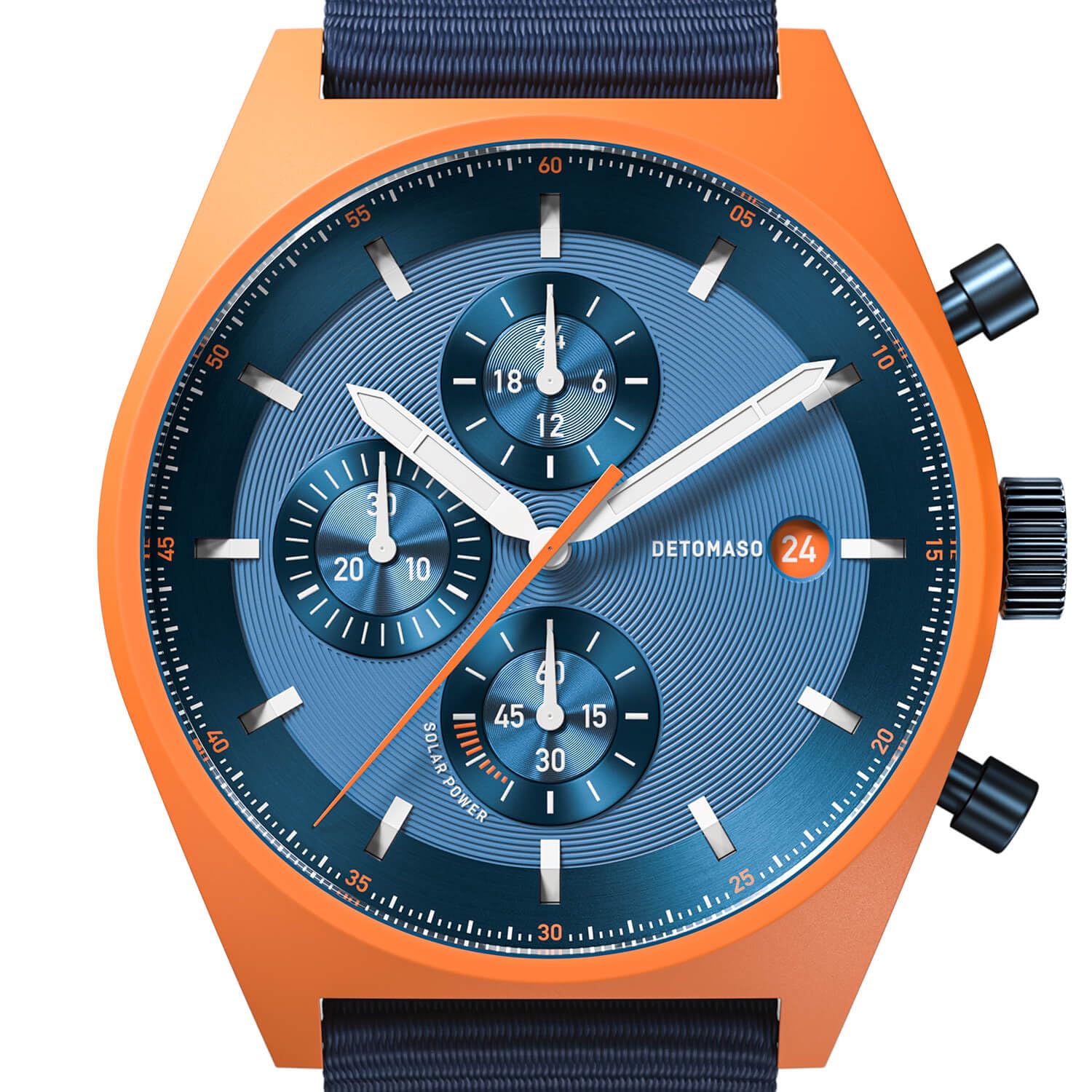 Годинник DeTomaso D10 Chrono Solar Чоловічий Аналоговий Solar Синій, оранжевий Ремінець, фото №5
