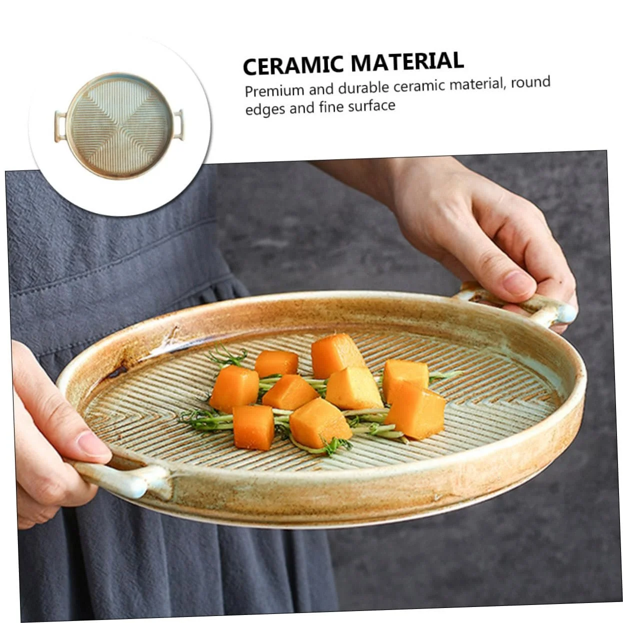 Форма для запекания iplusmile Retro керамическая круглая с двойными ручками термостойкая, фото №7 Форма для запекания iplusmile Retro керамическая круглая с двойными ручками термостойкая, фото №7