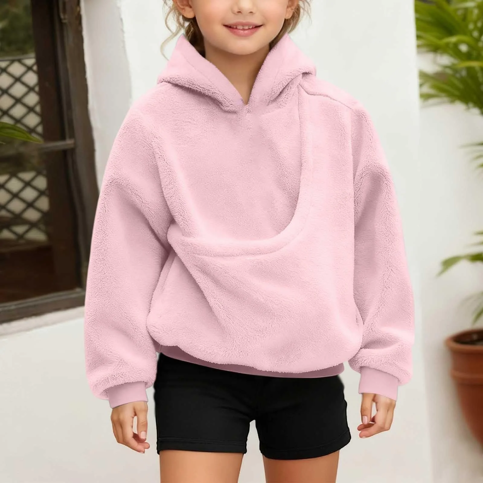 Джемпер Generisch Рождественский для девочек Детский джемпер Топ Свитшот Повседневные девичьи свитшоты Принт Щенок/Кот Бретельки на плечах Карманы Длинный рукав Толстовки с капюшоном, фото №4