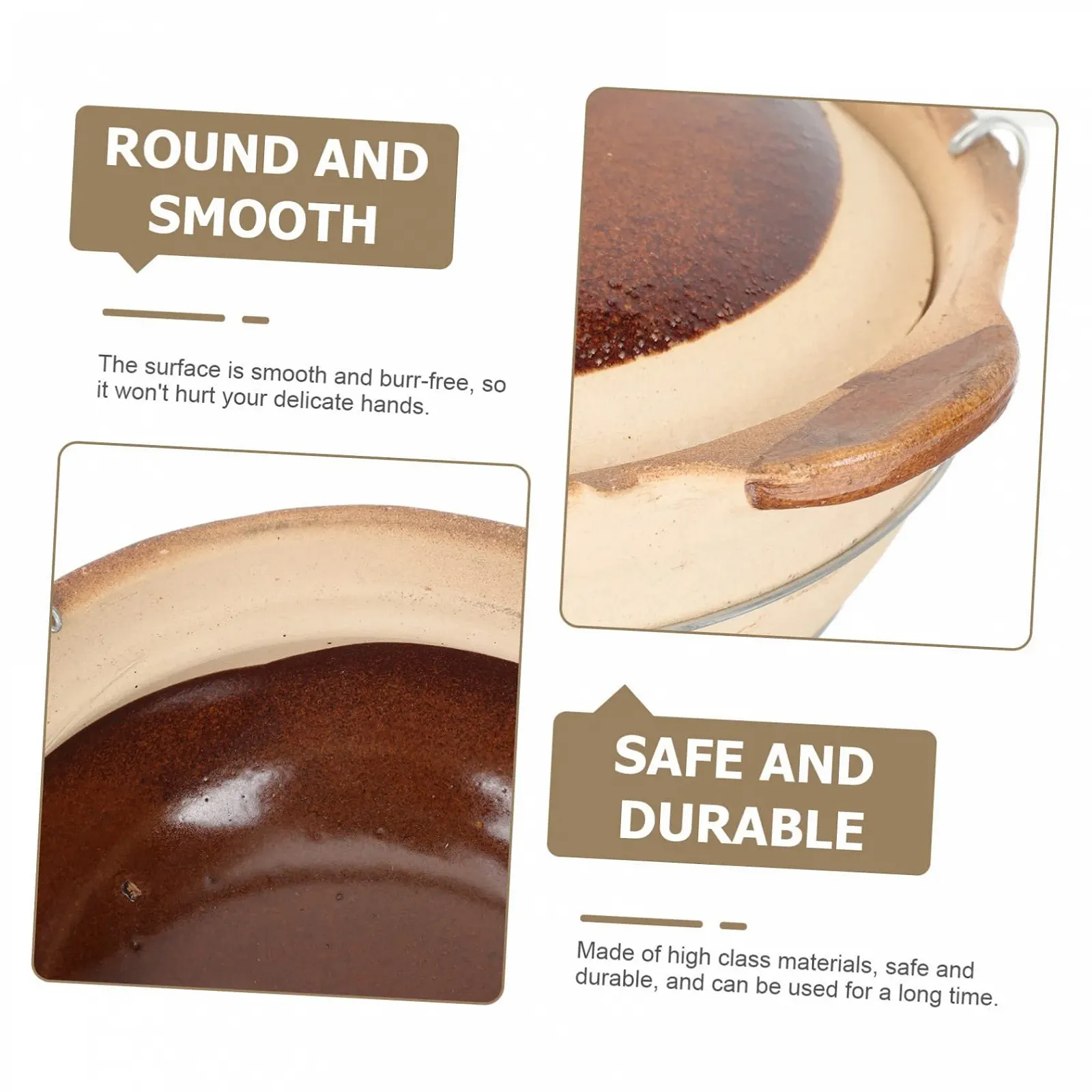 Глиняный горшок SOLUSTRE малый с ручкой для тушения супов и риса креативный дизайн, фото №5