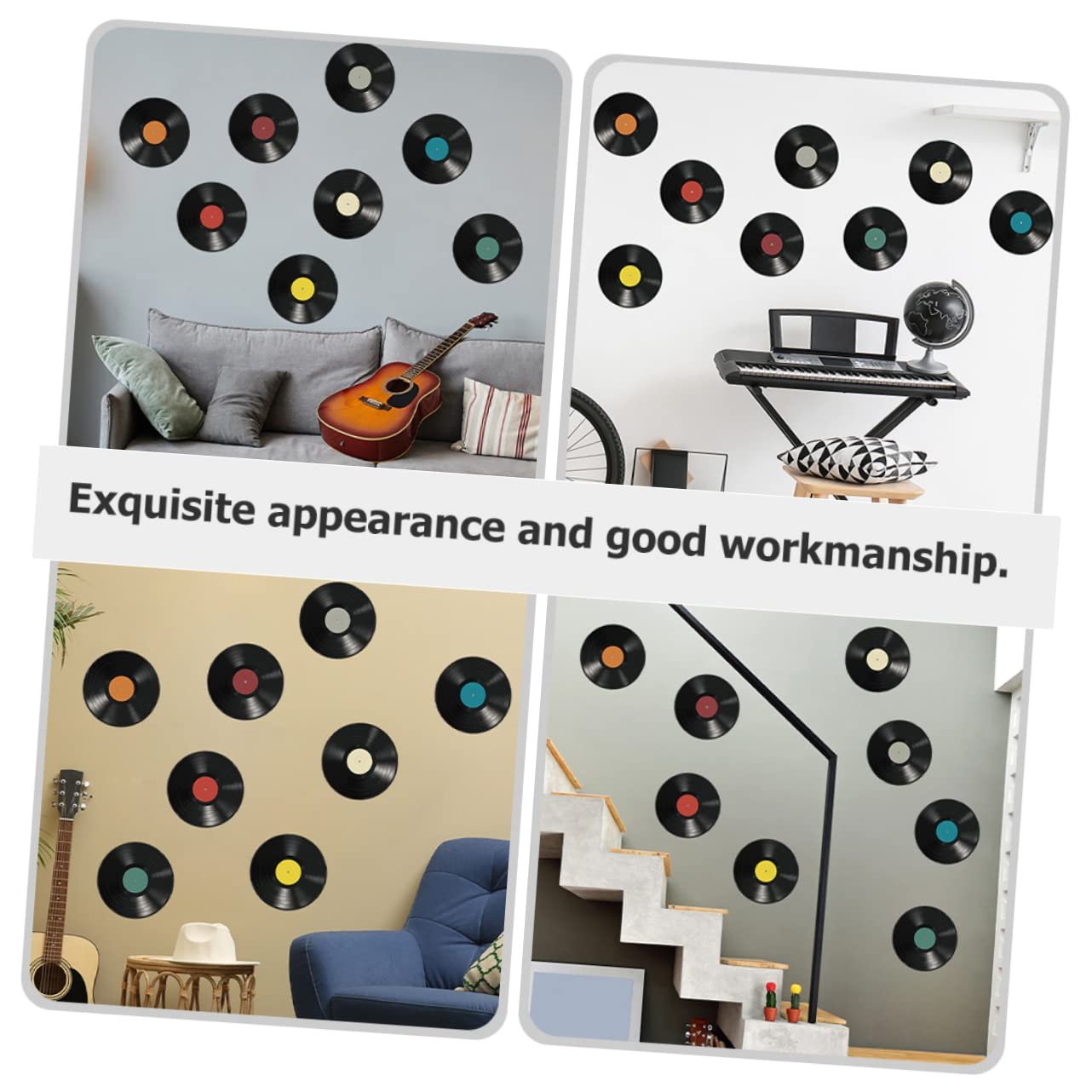 Декоративные наклейки на стену HOMSFOU Виниловые пластинки Ретро 16 штук, фото №9