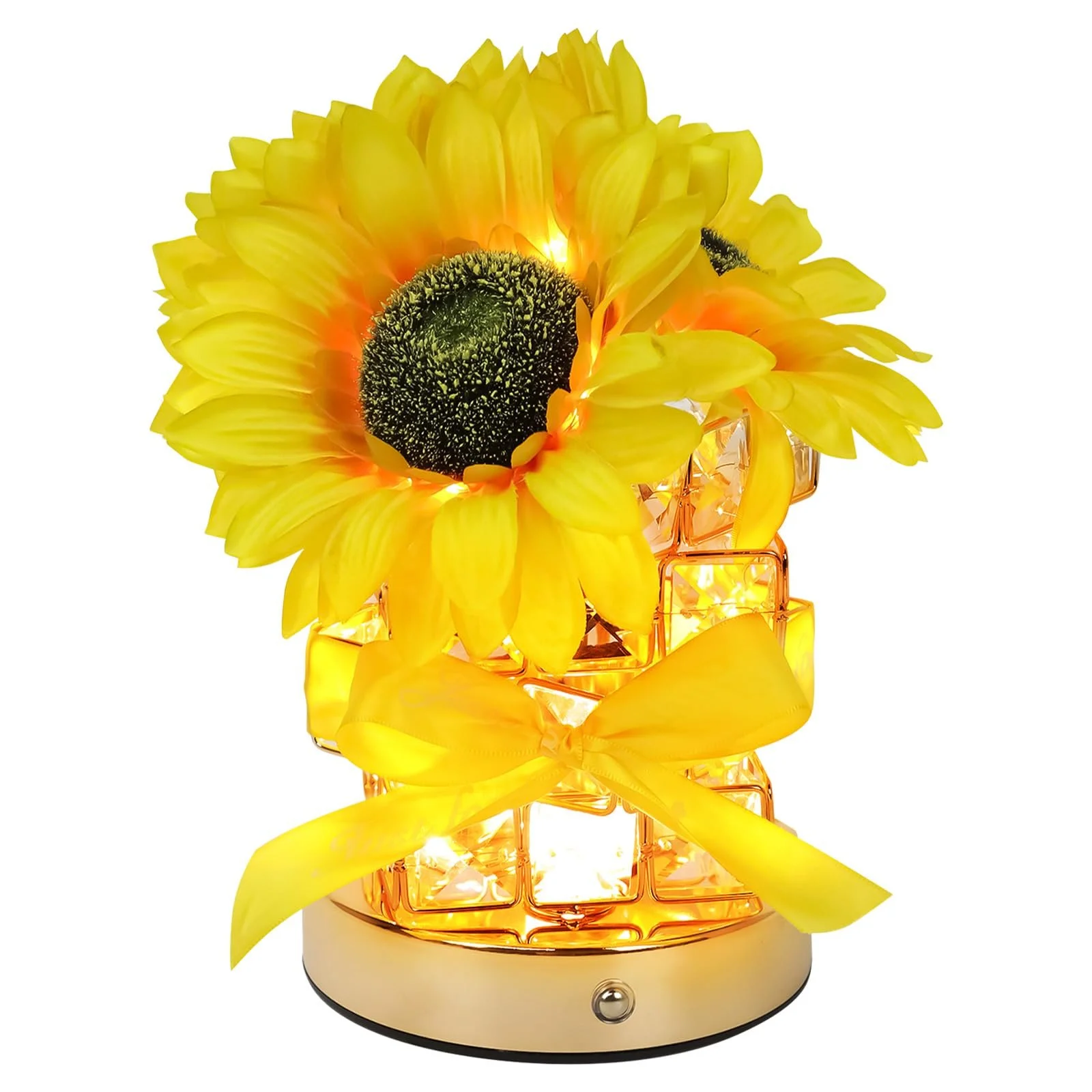 Настільна лампа-нічник Sunflower Flower USB Rechargeable Touch Control 3 Colours Crystal Ornament (A), фото №9