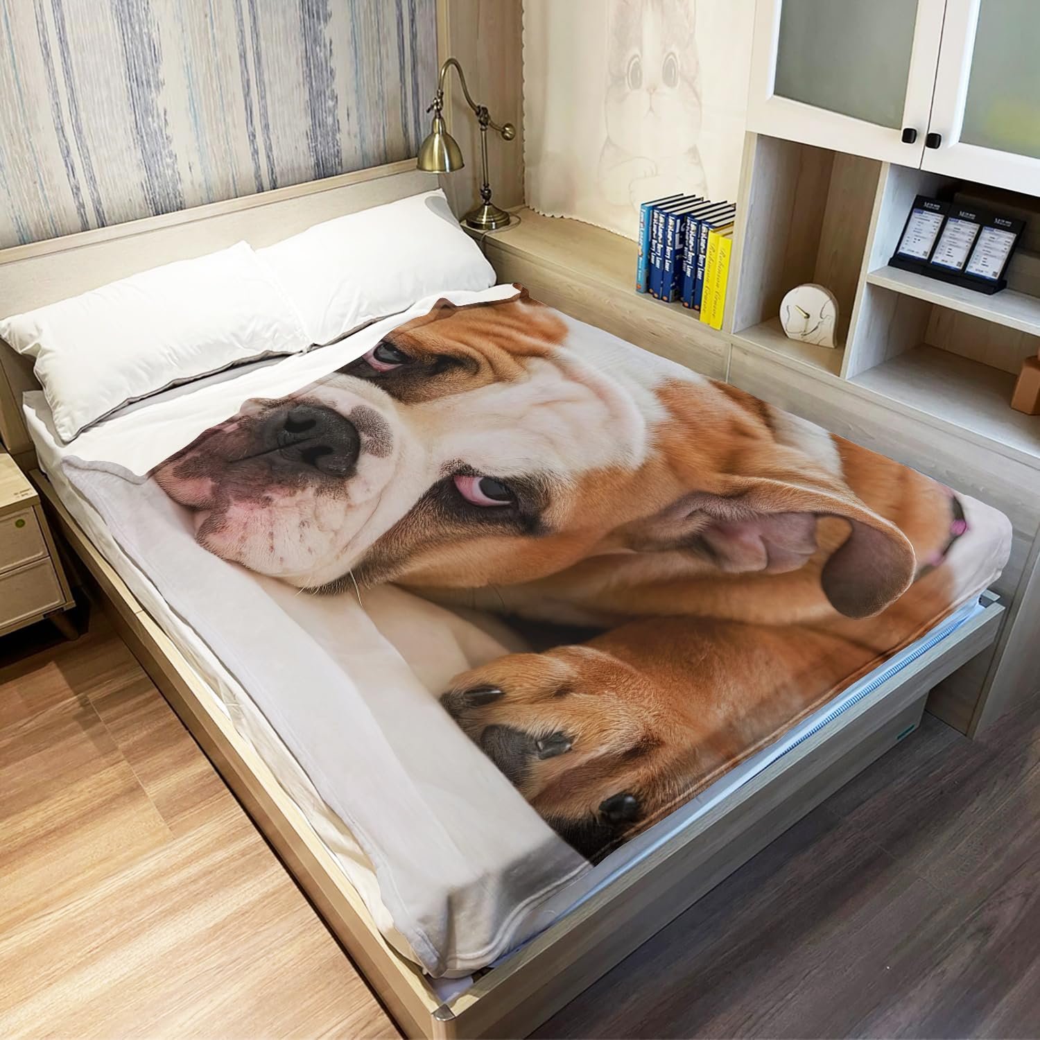 Одеяло YISUMEI 150 x 200 см Мягкое фланелевое флисовое одеяло Английский бульдог, фото №4