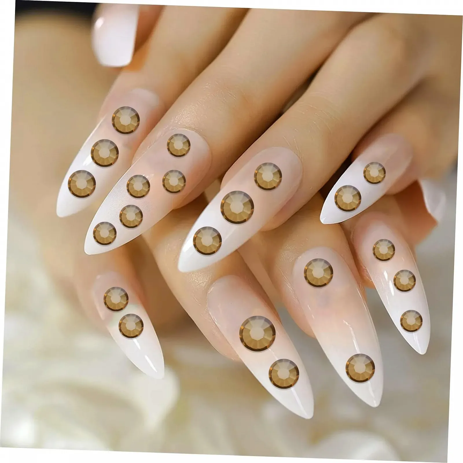 Стразы для ногтей FRCOLOR, 4320 шт., золотой цвет, акриловые драгоценности для приклеивания, набор страз для ногтей, женские украшения, стразы Mass SS10, хрустальное стекло, фото №4