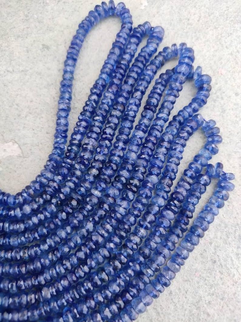 Бусины Кианит огранки рондель, 4.5-6 мм, нить длиной 40 см, драгоценные камни для изготовления ювелирных изделий для ожерелья, браслета, фото №3