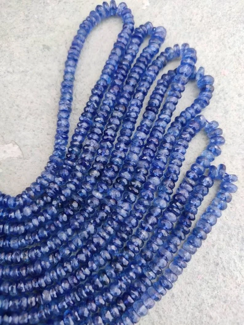 Бусины Кианит огранки рондель, 4.5-6 мм, нить длиной 40 см, драгоценные камни для изготовления ювелирных изделий для ожерелья, браслета, фото №3