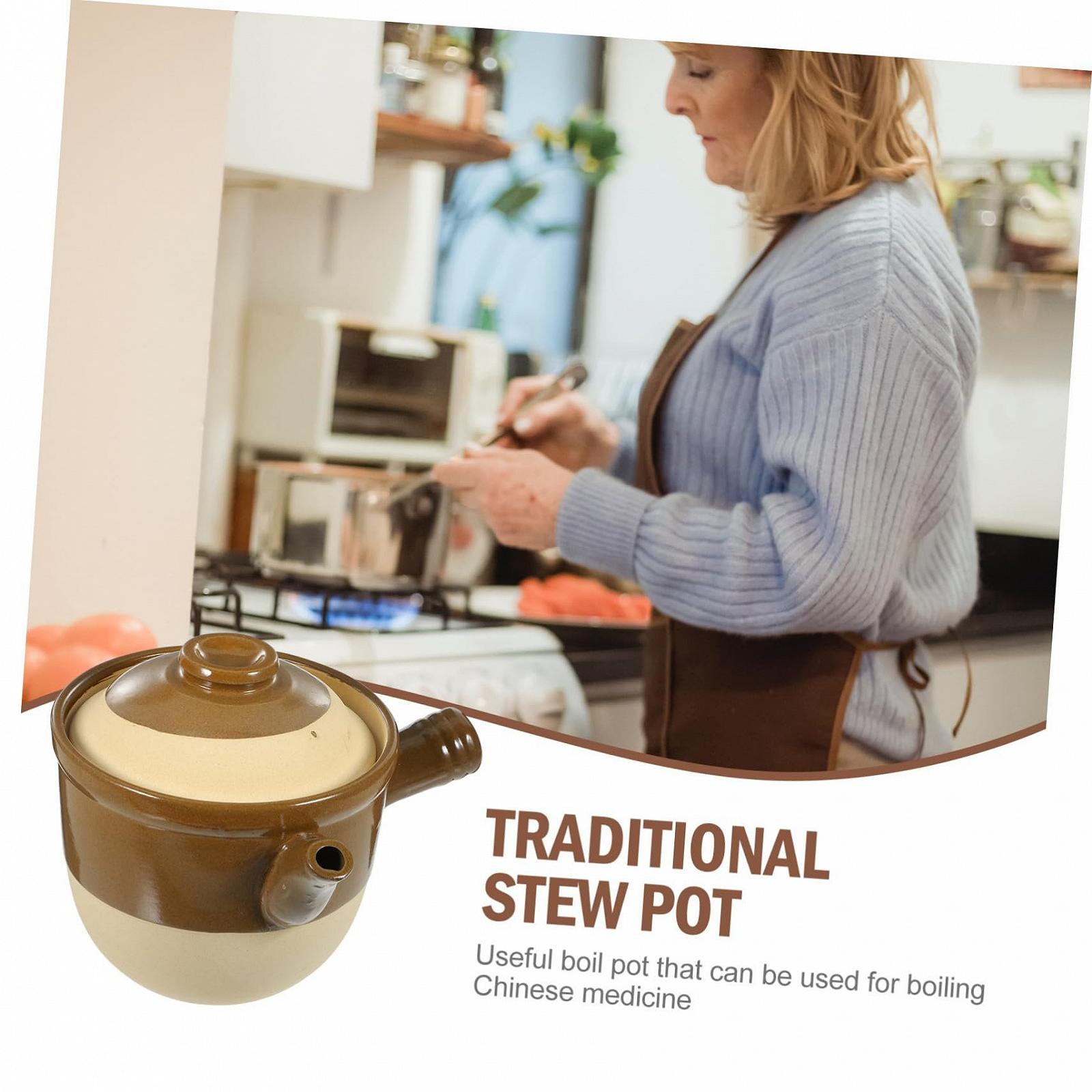 Керамическая кастрюля-жаровня для китайских трав термостойкая с эргономичной ручкой, фото №4