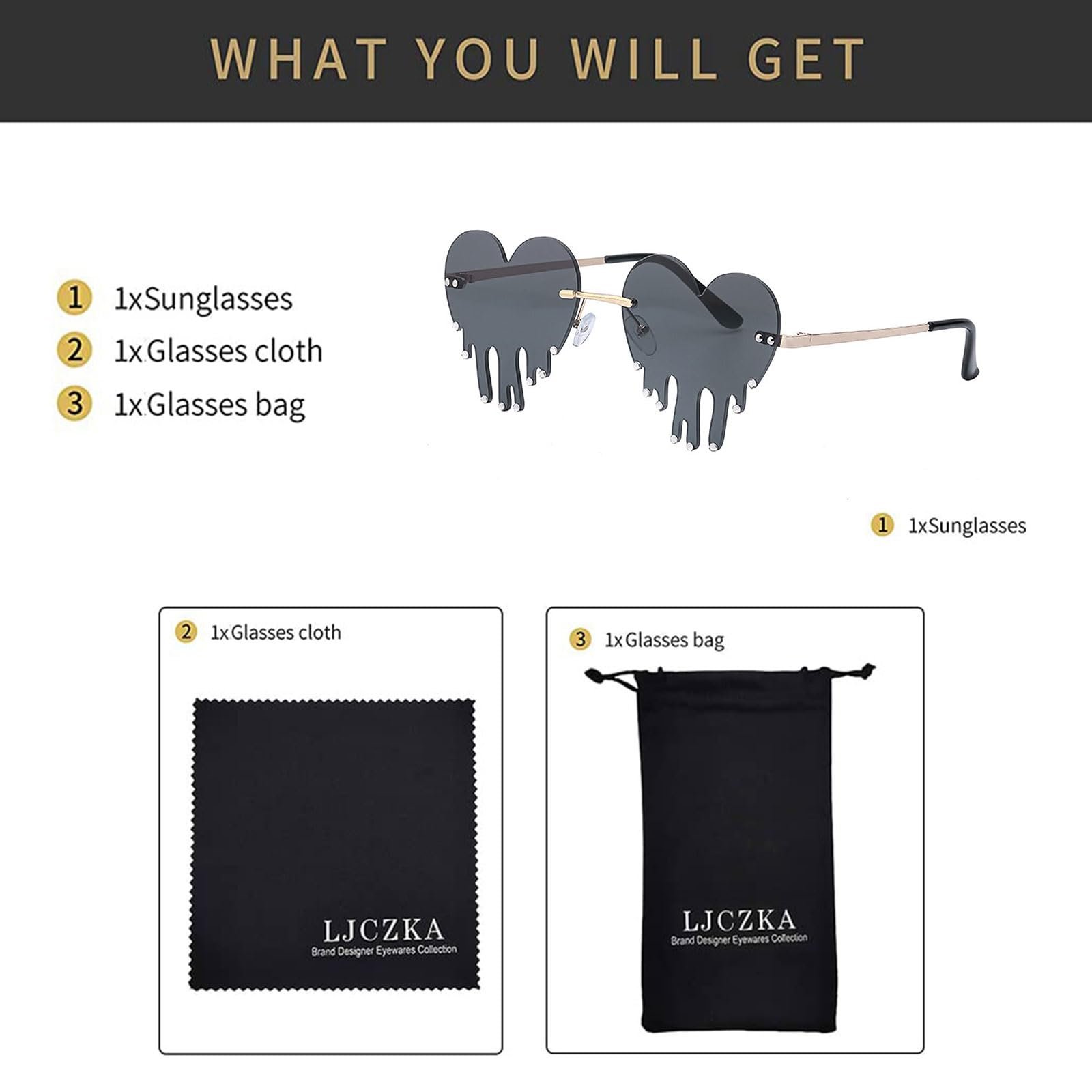 Сонцезахисні окуляри Без оправи Серце LJCZKA з діамантами Жіночі/Чоловічі, фото №5 Сонцезахисні окуляри Без оправи Серце LJCZKA з діамантами Жіночі/Чоловічі, фото №5