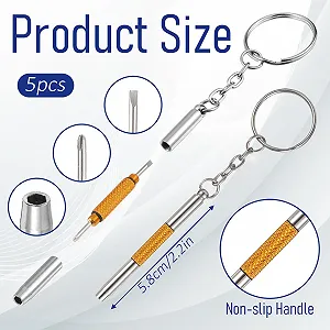 Набір міні-викруток 3 в 1 з нержавіючої сталі з брелоком 5 шт. synthetic.ua - Фото 1