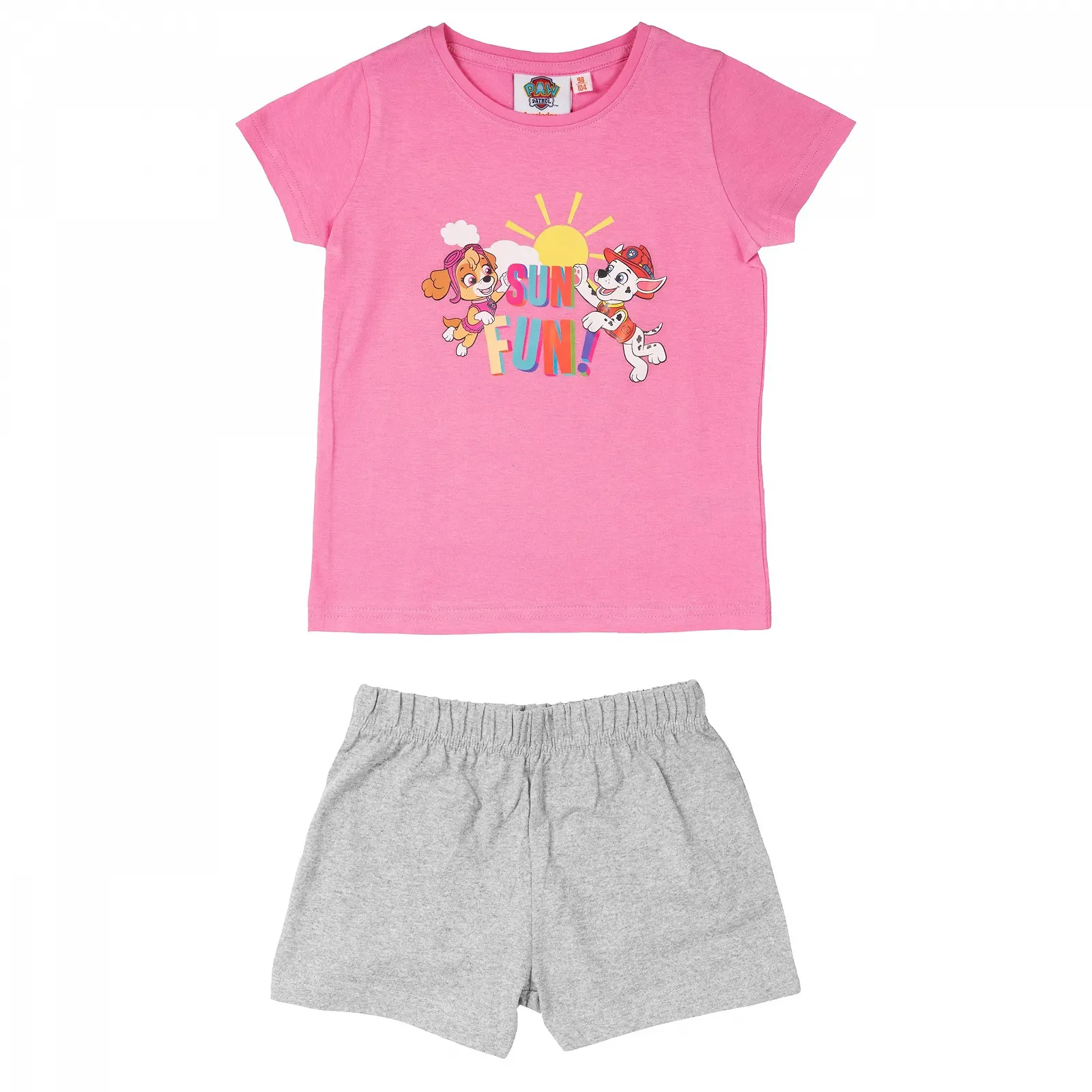 Пижама Paw Patrol Sun Fun! Детский пижамный комплект: топ с короткими рукавами и брюки, розово-серый, фото №1 Пижама Paw Patrol Sun Fun! Детский пижамный комплект: топ с короткими рукавами и брюки, розово-серый, фото №1