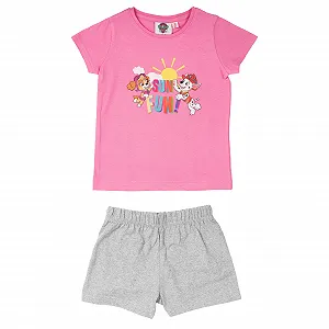 Купить Пижама Paw Patrol Sun Fun! Детский пижамный комплект: топ с короткими рукавами и брюки, розово-серый - Фото 1 Пижама Paw Patrol Sun Fun! Детский пижамный комплект: топ с короткими рукавами и брюки, розово-серый - Фото 1