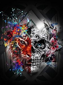 Пазл Tiger Skull DIY деревянный 1000 элементов 75 x 50 см - Фото 1