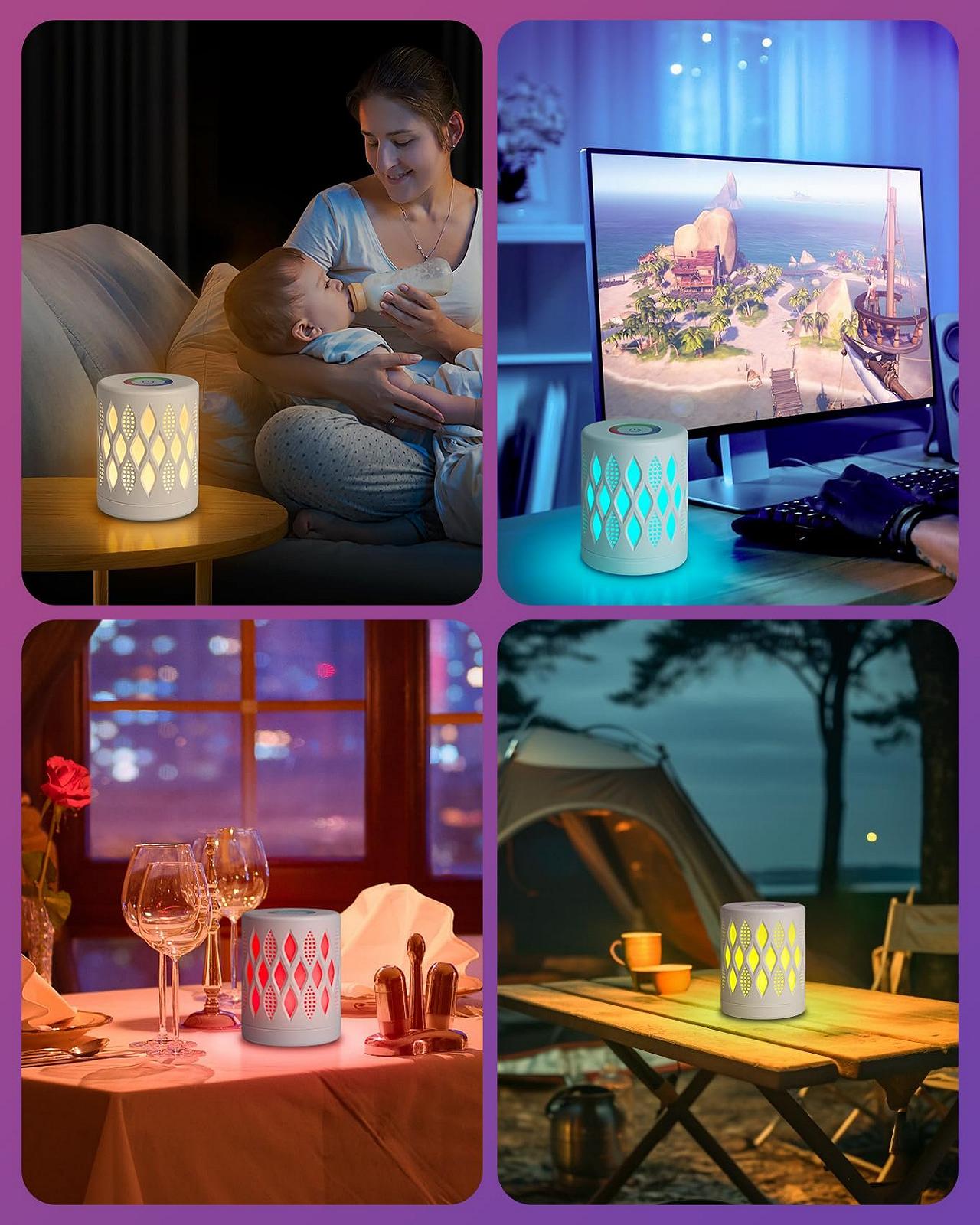 Настільна лампа Aigostar LED сенсорна 256 RGB кольорів Warm White бездротова USB акумуляторна, фото №6