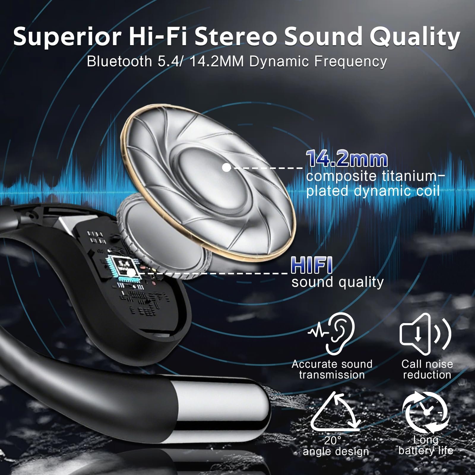 Наушники для перевода AI, Bluetooth 5.4, беспроводные наушники с поддержкой 133 языков, 60 часов автономной работы, 5 режимов перевода, фото №3