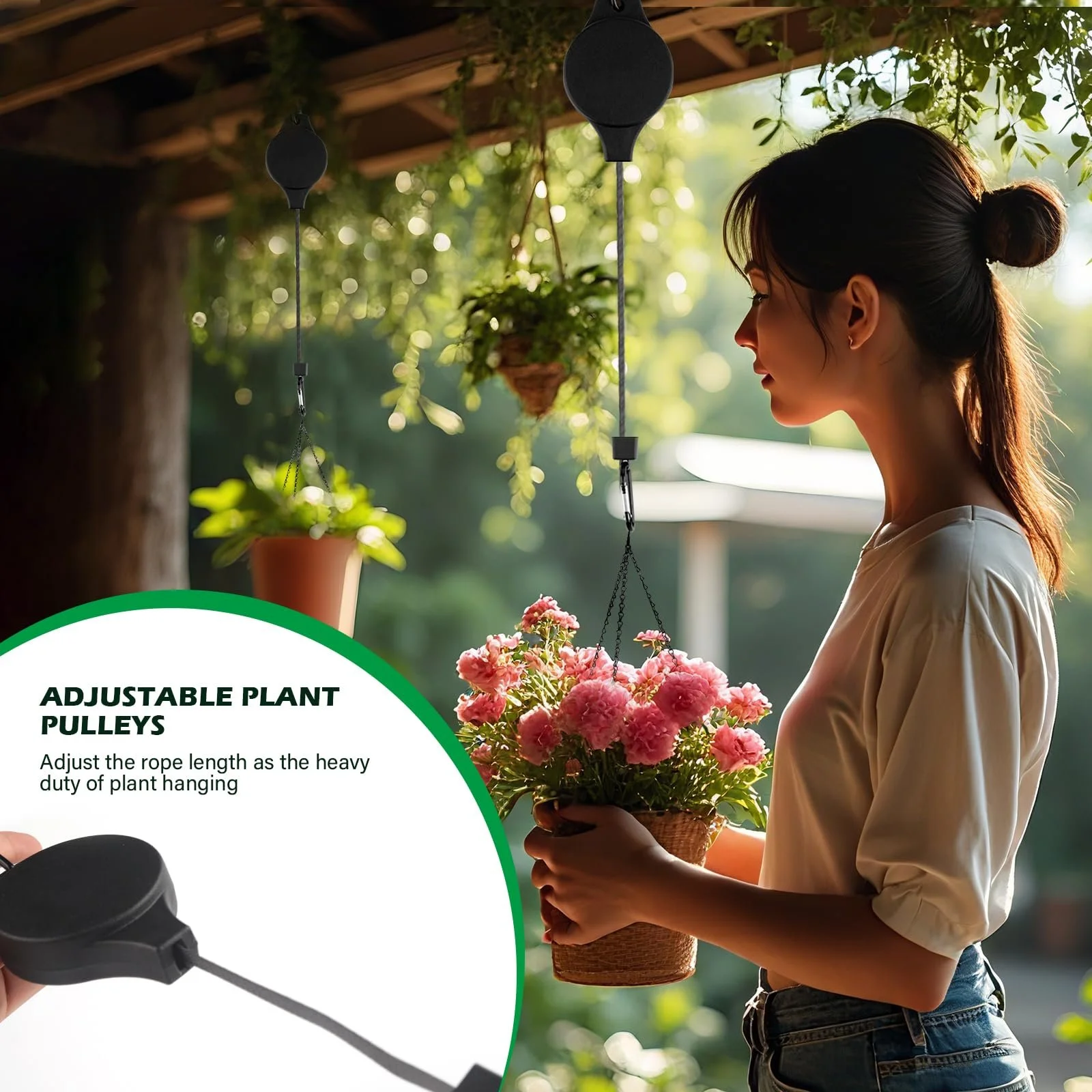 Держатели для растений Набор 3 шт. Выдвижные регулируемые крючки для подвесных корзин 80 см Чёрный, фото №7
