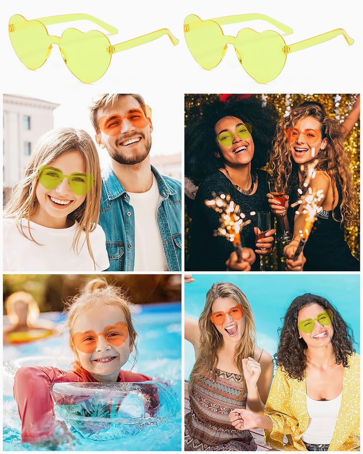 Сонцезахисні окуляри Серцеподібні BARRU 2 шт Multicolor Без оправи Форма Серце, фото №5