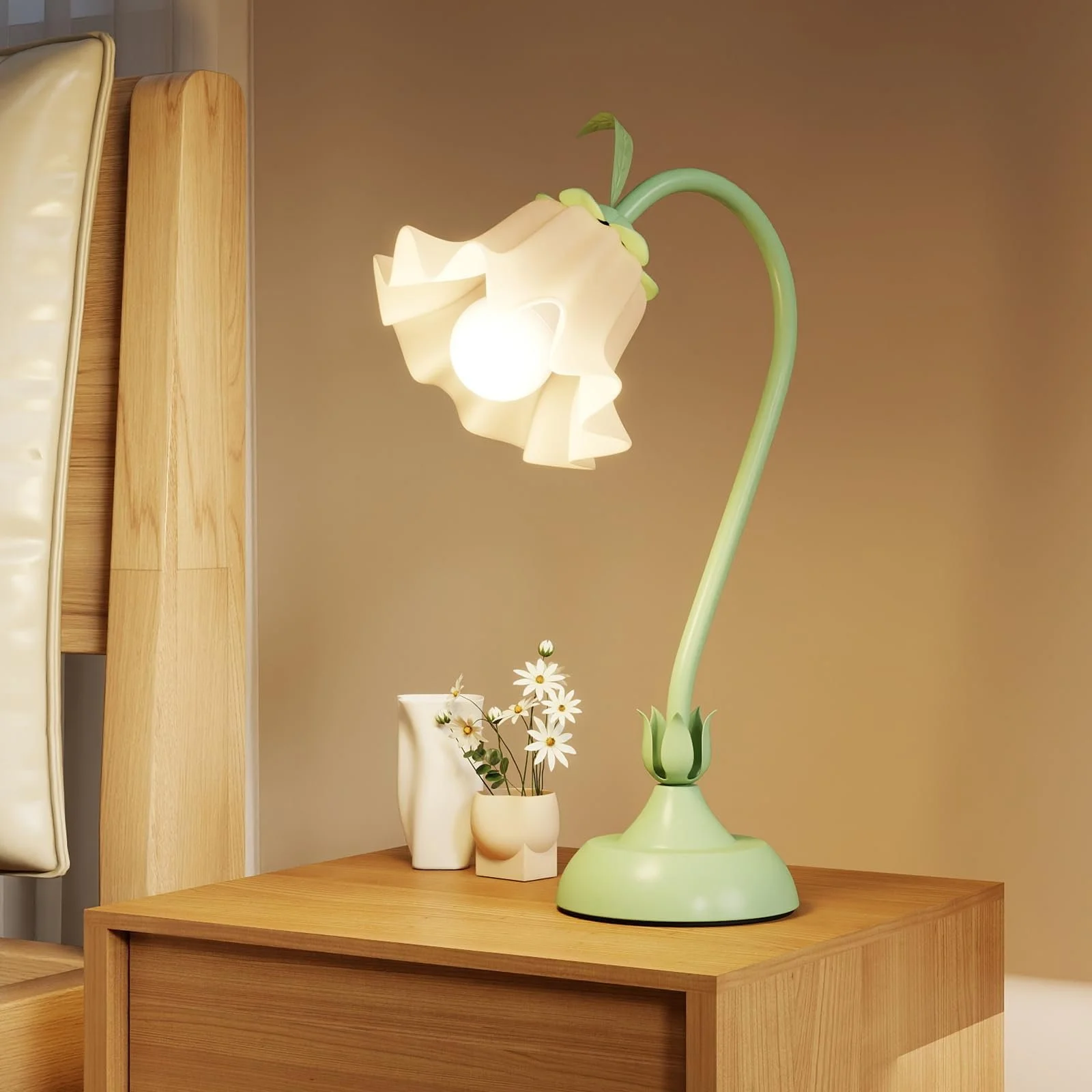 Настільна лампа COSTWAY у формі квітки конвалії з акриловим плафоном E27, фото №8