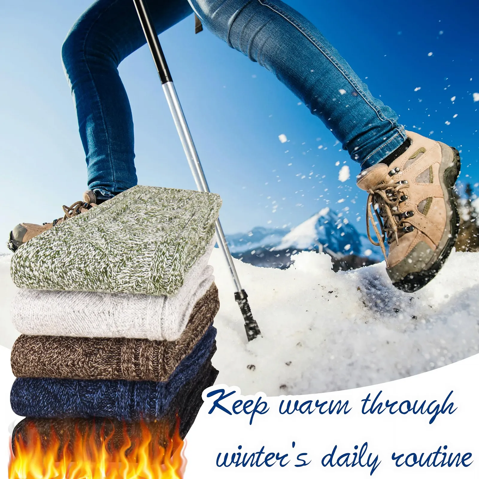 Носки Jeasona Alpaca, 5 пар, женские, размер 4-7, теплые зимние носки, термоноски из шерсти, толстые, из альпаки, подарочные, фото №7