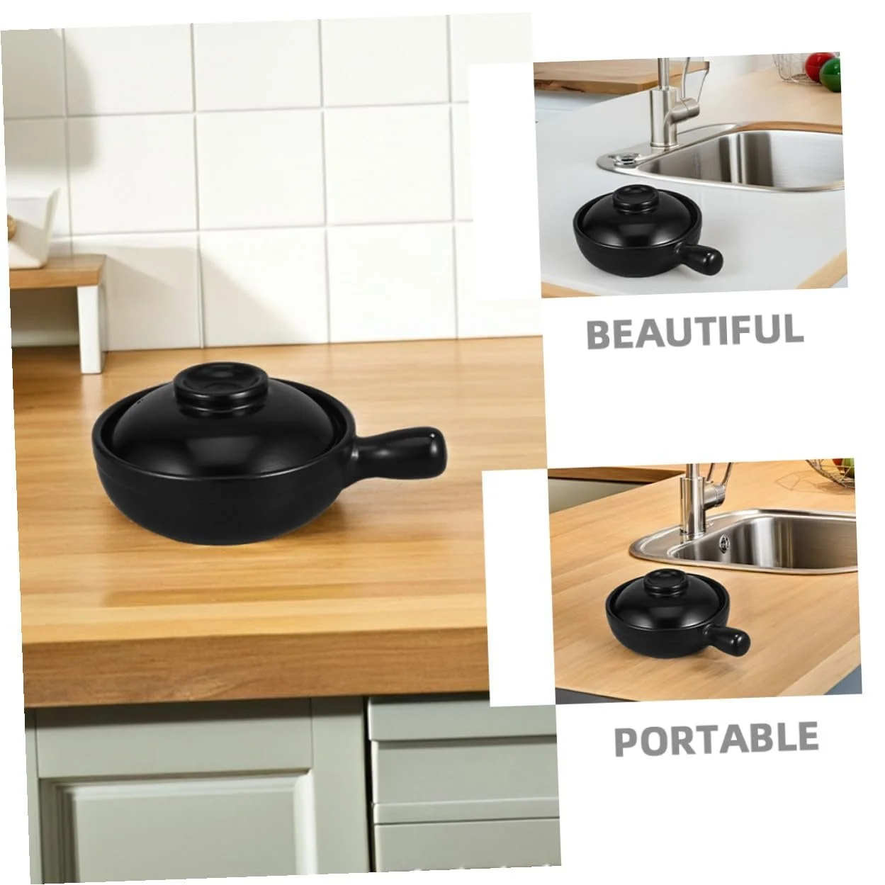 Котелок Toyvian глиняный с крышкой японский донабе для газовых плит, фото №7