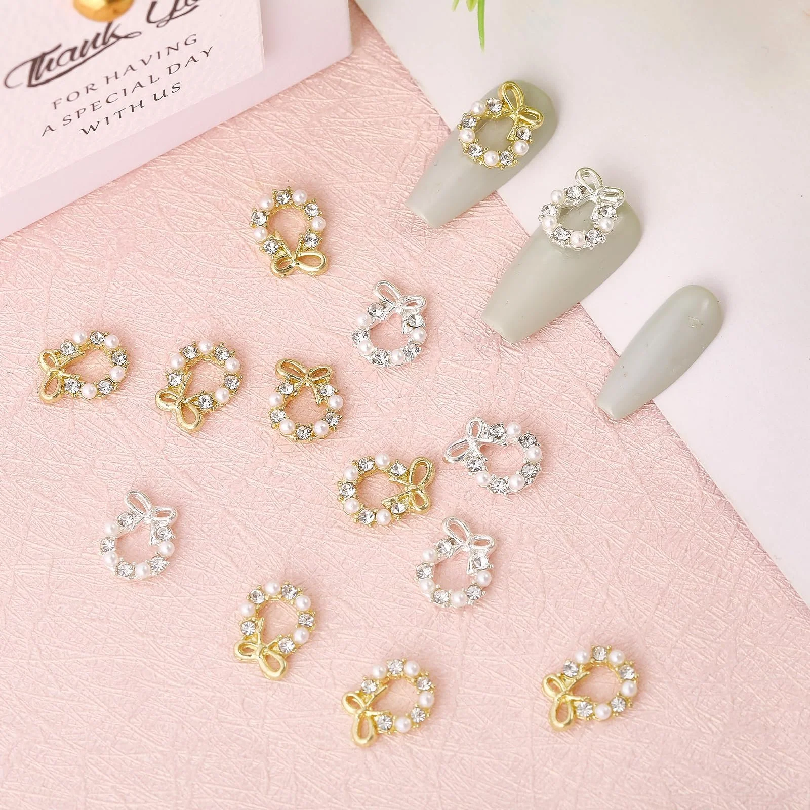 Украшения для ногтей Венок CHGCRAFT Рождественский 3D 9.5 мм x 12 мм, 40 шт, 2 цвета, фото №5