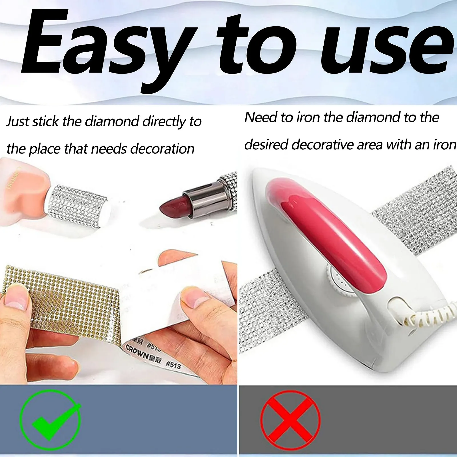 Самоклеюча стрічка зі стразами Кристал Діамант 9 мм, 12 рулонів, різні кольори, фото №2