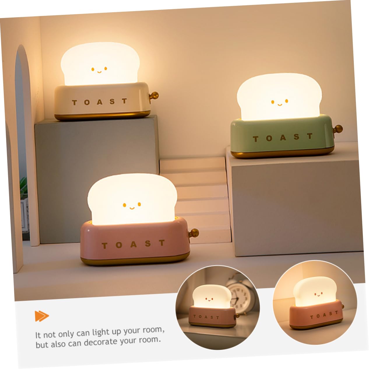 Іграшкова лампа HOMSFOU Pack of 4 Toaster Light Children's Lamp Toy Декоративна нічна лампа для дітей Настільна лампа для столу Мила нічна лампа з батарейками, фото №2