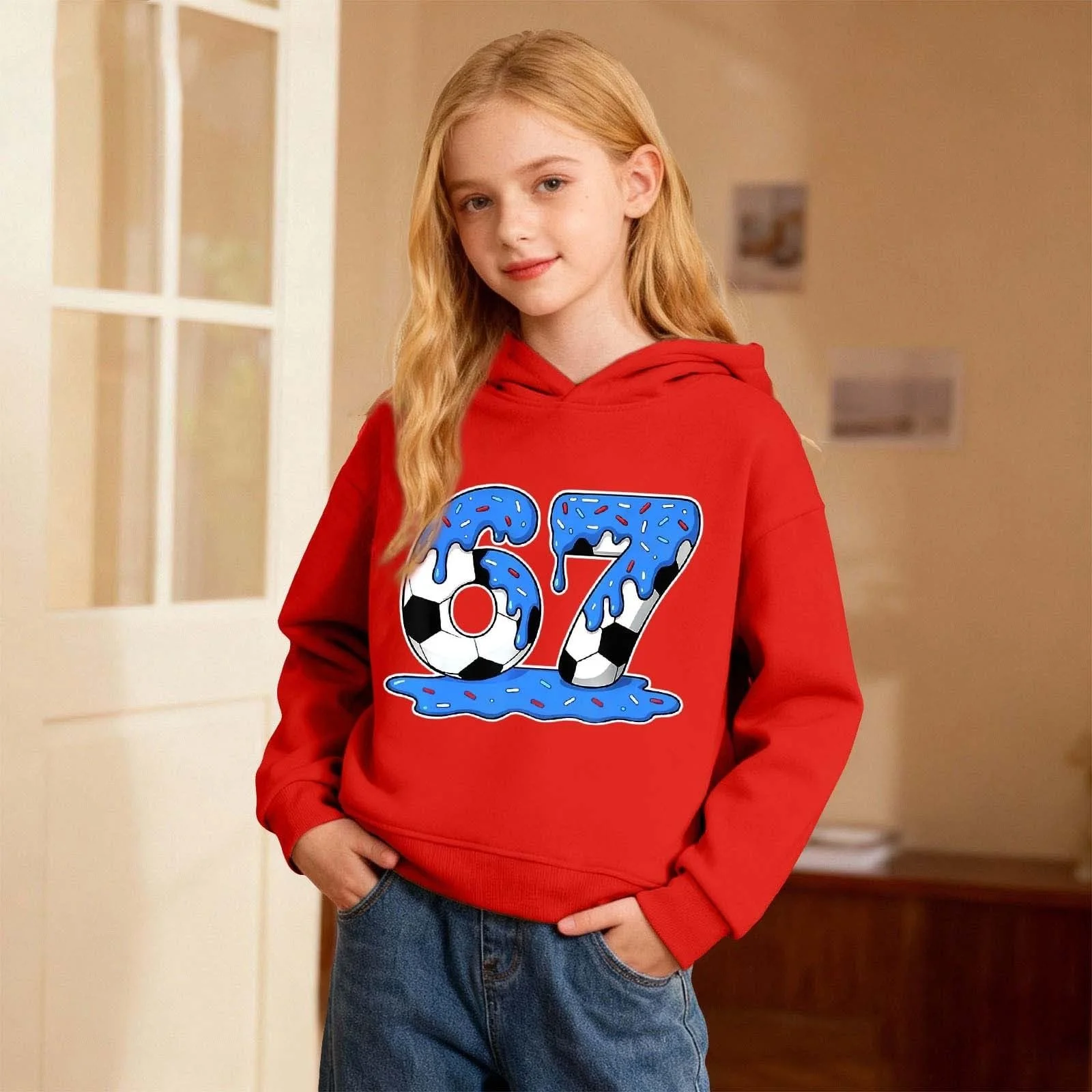 Худи для девочки с принтом 67, Brand отсутствует, серия отсутствует, модель отсутствует, размер 140, 158, 152, 134, 176, цвет отсутствует, фото №4