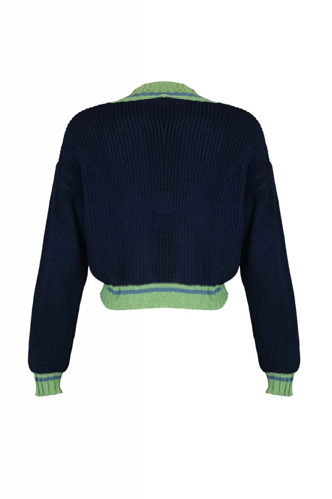 Трикотажный свитер TRENDYOL Crop, темно-синий, фото №6