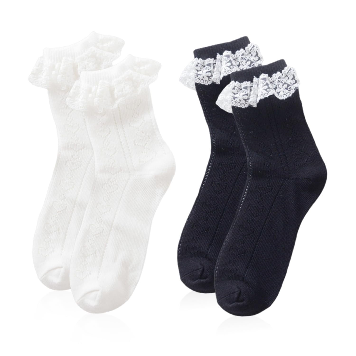 Шкарпетки в'язані з мереживом 2 пари Жіночі до середини литки, фото №1