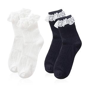 Шкарпетки в'язані з мереживом 2 пари Жіночі до середини литки - Фото 1