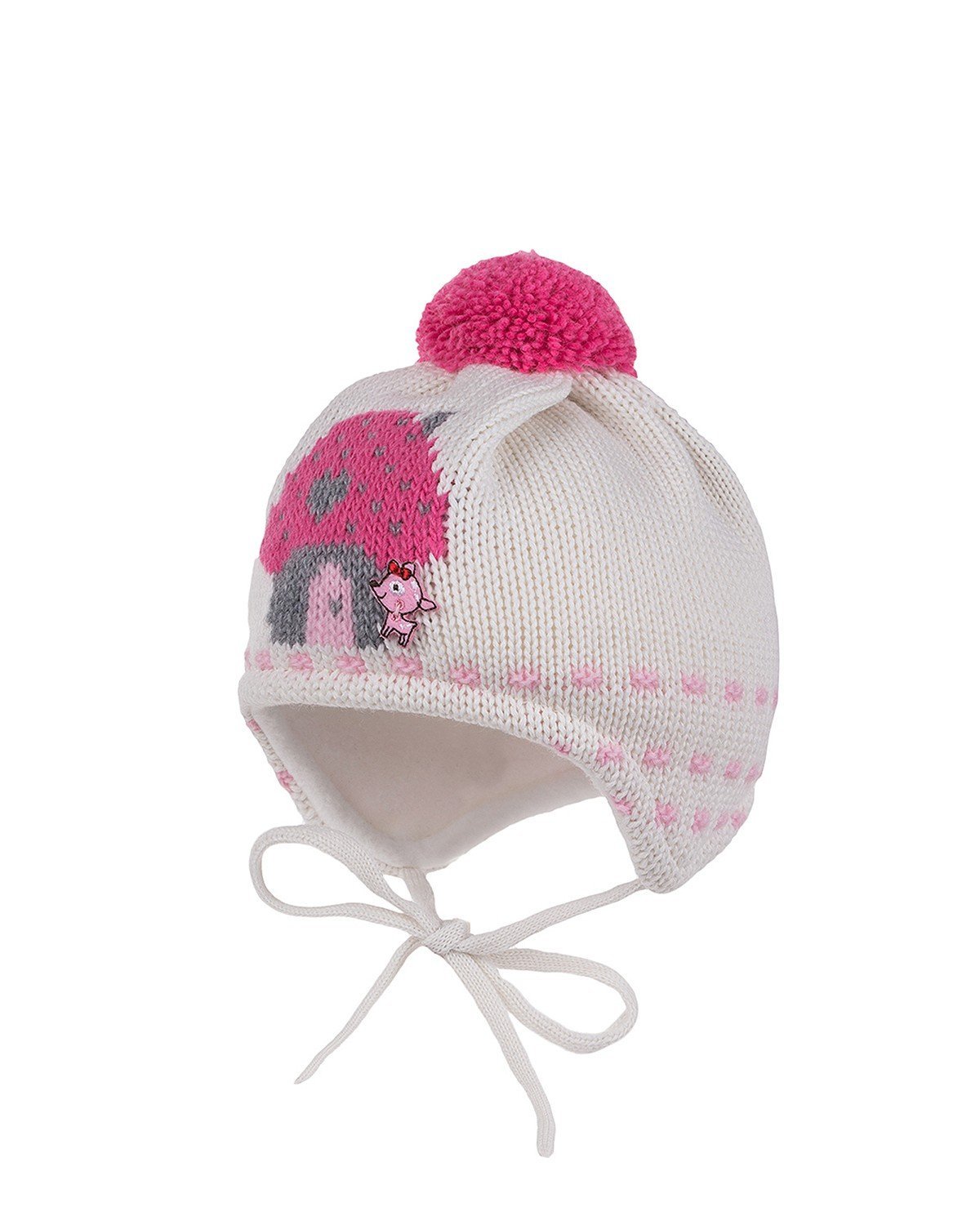 В'язана шапка з помпоном MaxiMo Будиночок грибів Олень Рожевий, фото №1