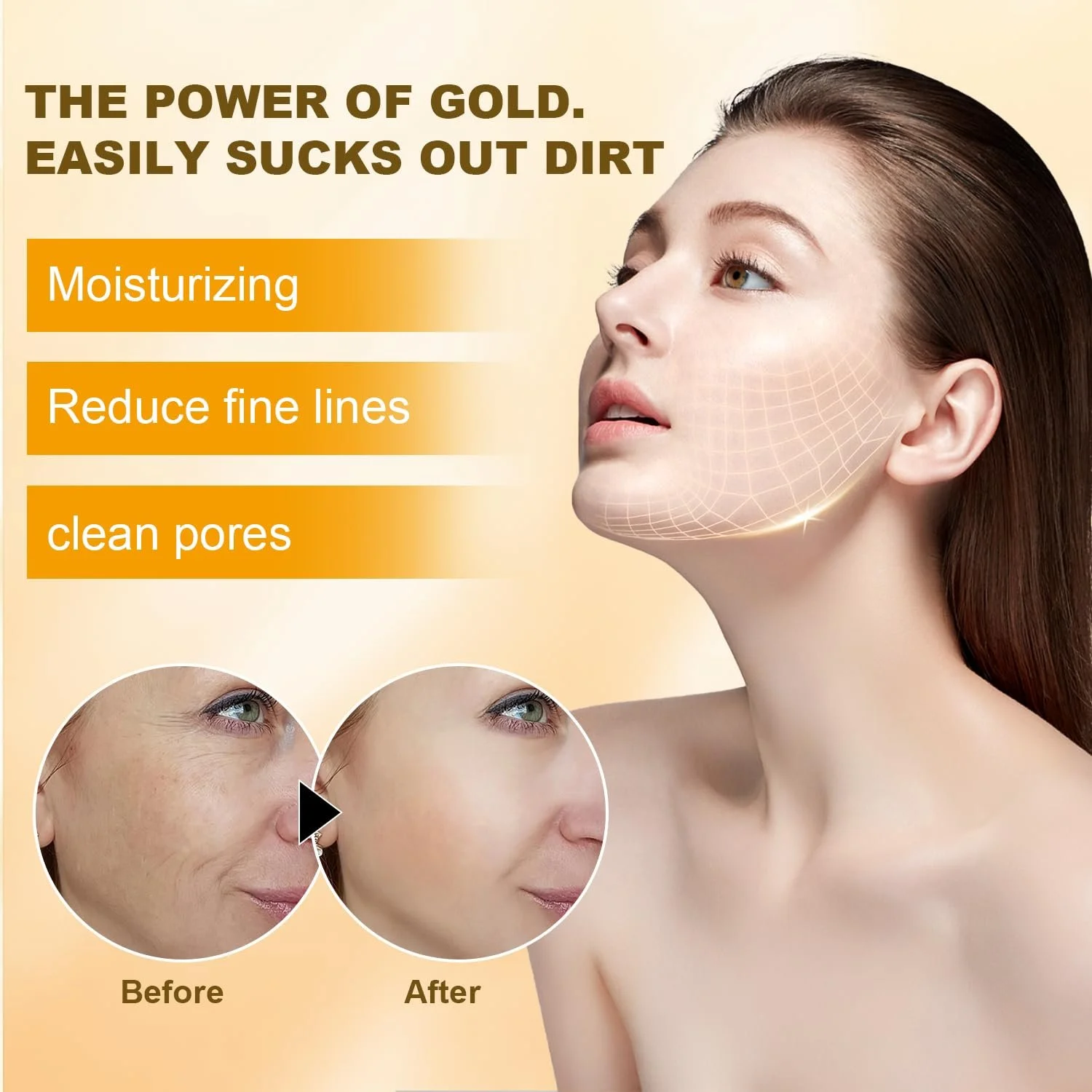 Маска-пленка BSOON Золотая, Набор из 2 золотых фольгированных очищающих масок, Маски для лица, подтягивающие и укрепляющие, Увлажняющая маска для лица, фото №4