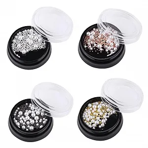 Украшения для ногтей 4 коробки Маникюрные бусины Бусины для дизайна ногтей Накладные ногти Украшения для ногтей - Фото 1