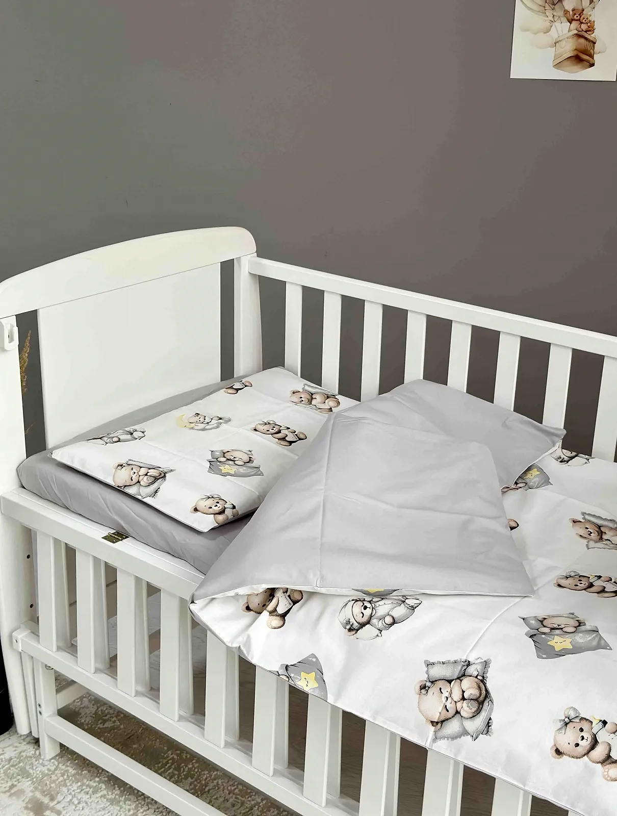 Постель в детскую кроватку 3 пр. Сон Мишки серый, фото №1
