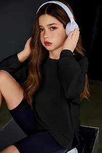 Свитшот Arshiner Basic Ultrabequem для девочек, осенне-зимний, с круглым вырезом, однотонный, для отдыха, спортивный, модный, с длинными рукавами, для детей 5-14 лет synthetic.ua - Фото 1