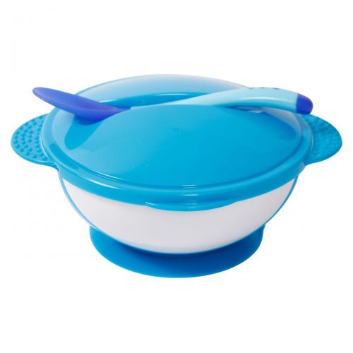 Тарелка на присоске с крышкой и ложкой синий [tsi143543-TSI], фото №1