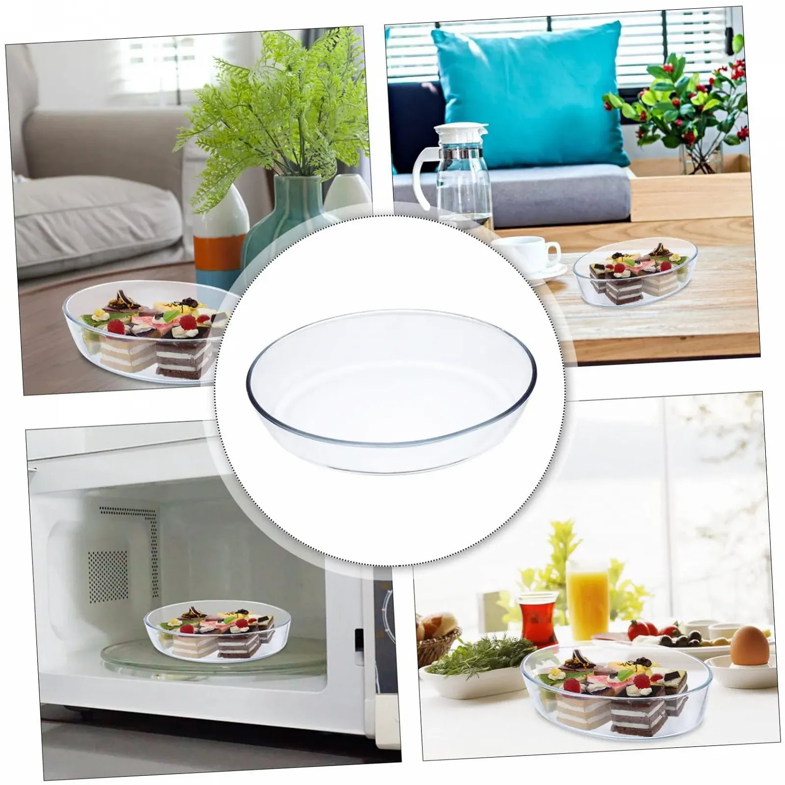 Противень для запекания термостойкий из закаленного стекла для микроволновой печи и посудомоечной машины, фото №3