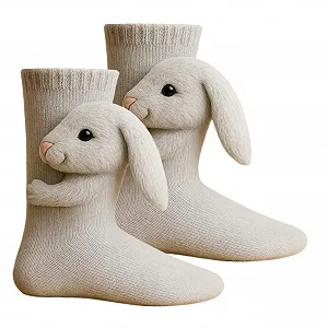 3D Вязаные носки с животными 27x7.5см, вязаные носки с животными, ручная вязка крючком, смешные теплые мягкие длинные чулки, носки для наполнения, енот, корова, ленивец, коала, панда - Фото 1