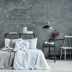 Наклейка на стіну YX005 Цитата Glücklich sein Метелики 100 x 81 см Сірий synthetic.ua - Фото 1