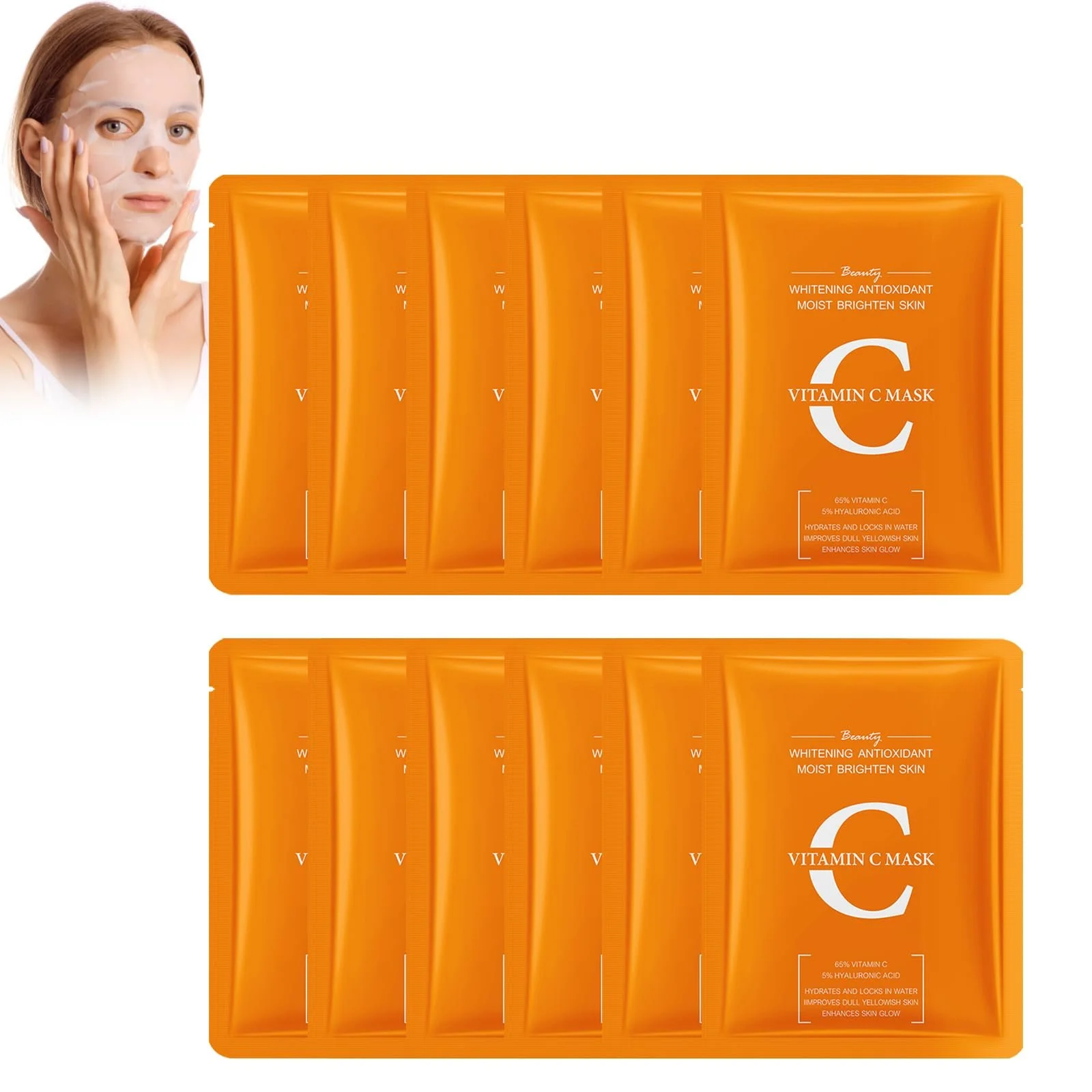 Тканевая маска для лица Daily Care, витамин C, коллагеновая эссенция, для антивозрастного ухода, увлажнения, против морщин, глубокого восстановления и увлажнения кожи, фото №1