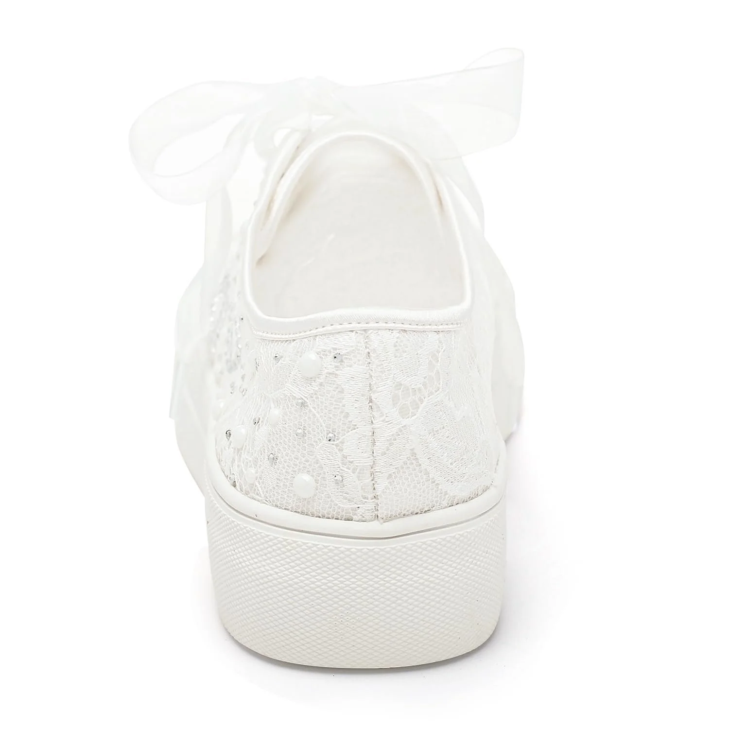 Кросівки Elivandon 9996 Весільні мереживні платформа 3.7 см зі стразами, фото №6