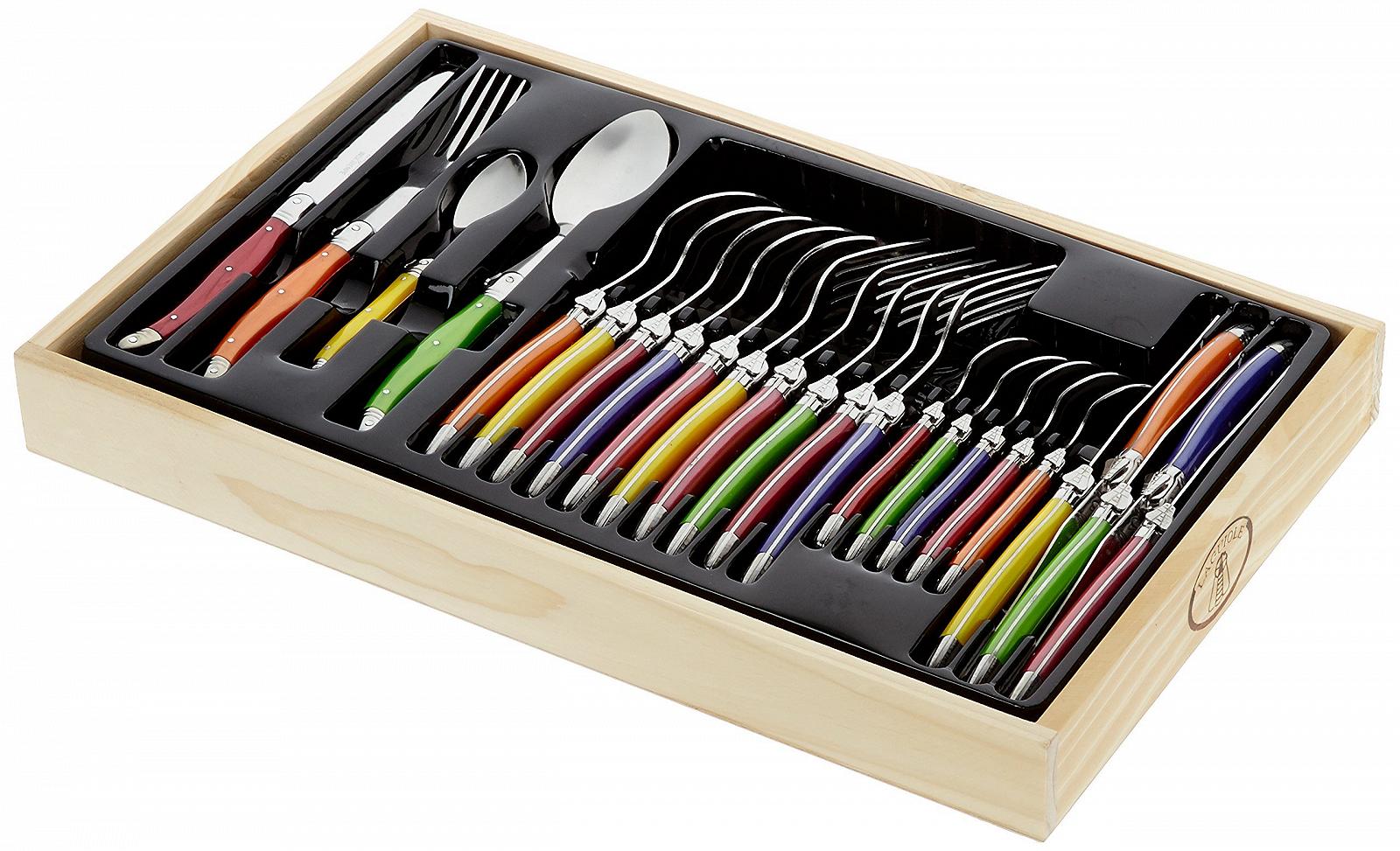 Набір столових приборів Laguiole Pradel Excellence I7214P, 24 предмети, пастельні ручки, фото №5 Набір столових приборів Laguiole Pradel Excellence I7214P, 24 предмети, пастельні ручки, фото №5