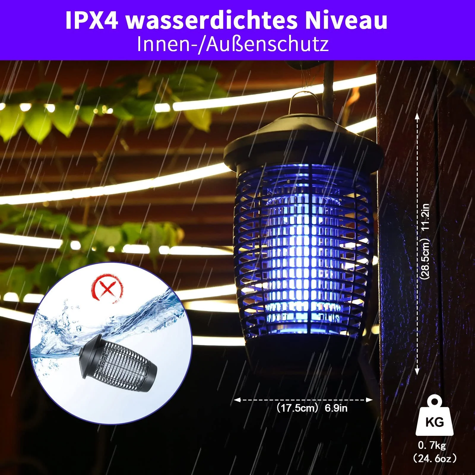 Электрическая ловушка для насекомых PALONE 20 W 4500 V с UV-лампой, фото №5
