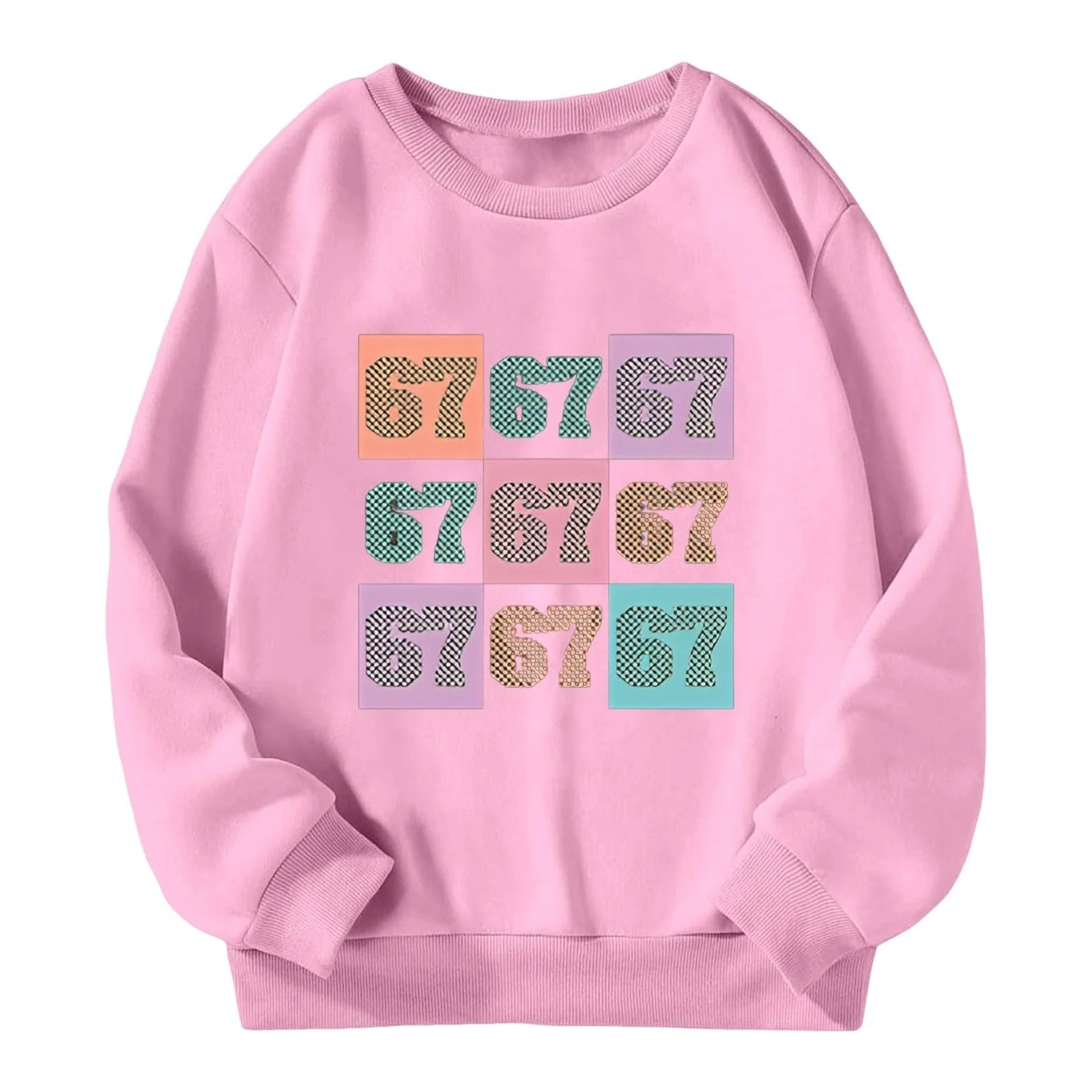 Дівчачий світшот з принтом, довгими рукавами та круглим вирізом, фото №2