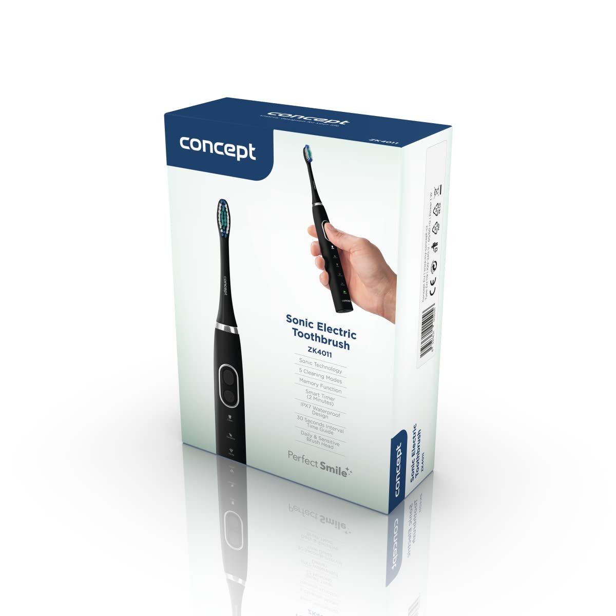Електрична звукова зубна щітка CONCEPT Hausgeräte ZK4011 38 000 коливань/хв Дорожній чохол Чорна, фото №9