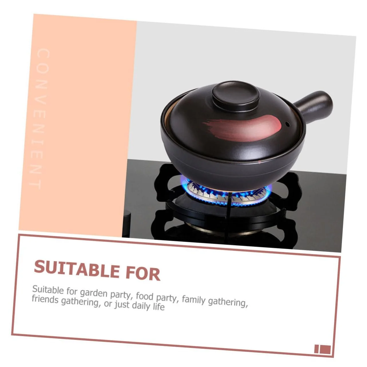 Кастрюля Happyyami Глиняная с ручкой маленькая для газовой плиты нескользящая, фото №6