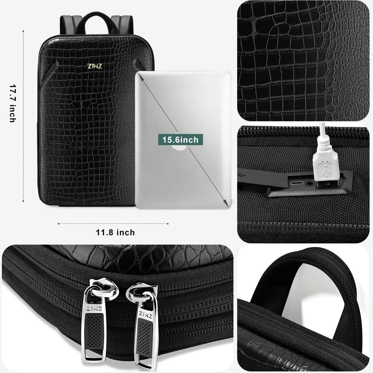 Рюкзак для ноутбука ZINZ Slim B02K01 15.6" зі змінним об'ємом антикрадій, фото №6