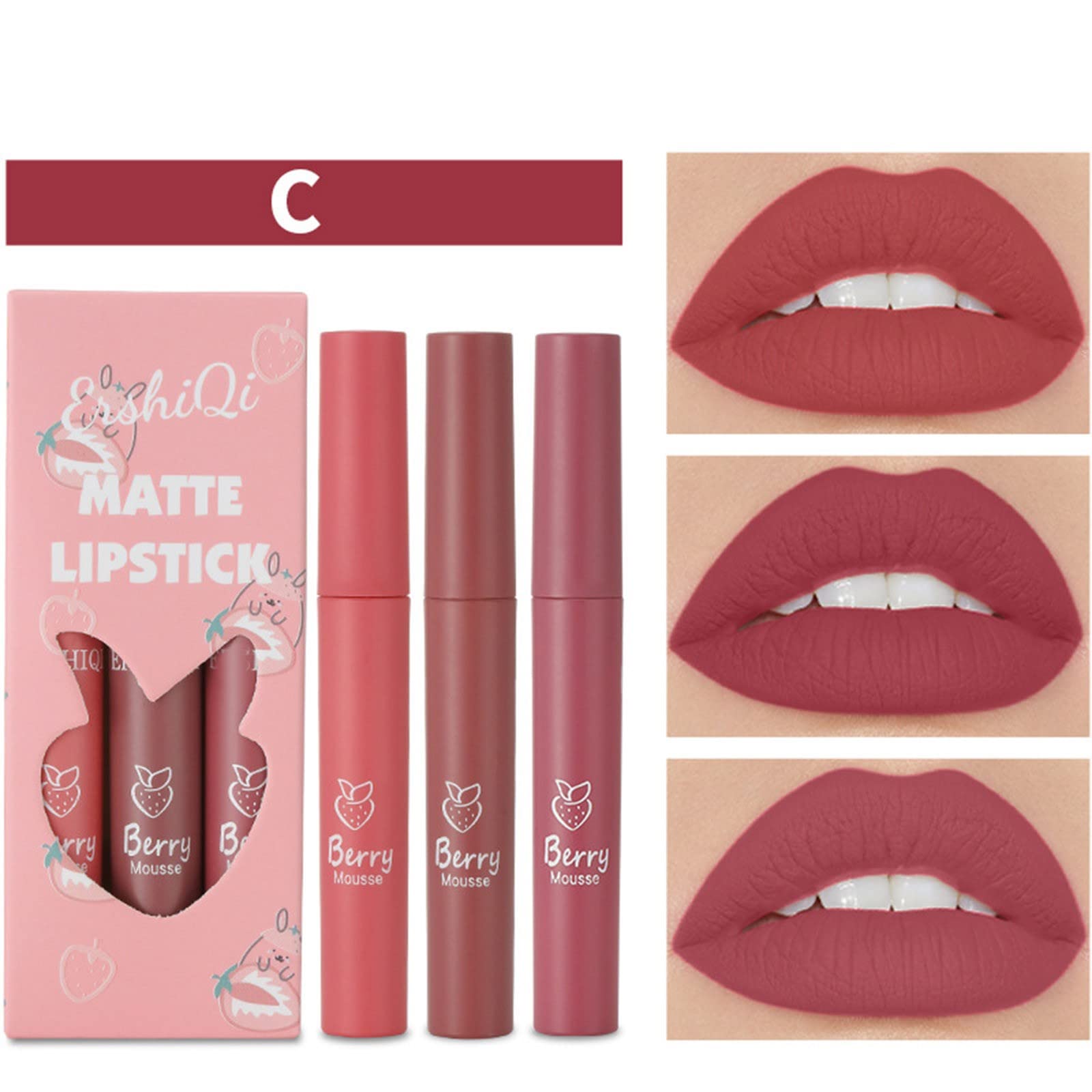 Блиск для губ Стійкий колір, не липкий, набір з 3 штук, 4 розміри кольорів (C, One Size), фото №3 Блиск для губ Стійкий колір, не липкий, набір з 3 штук, 4 розміри кольорів (C, One Size), фото №3