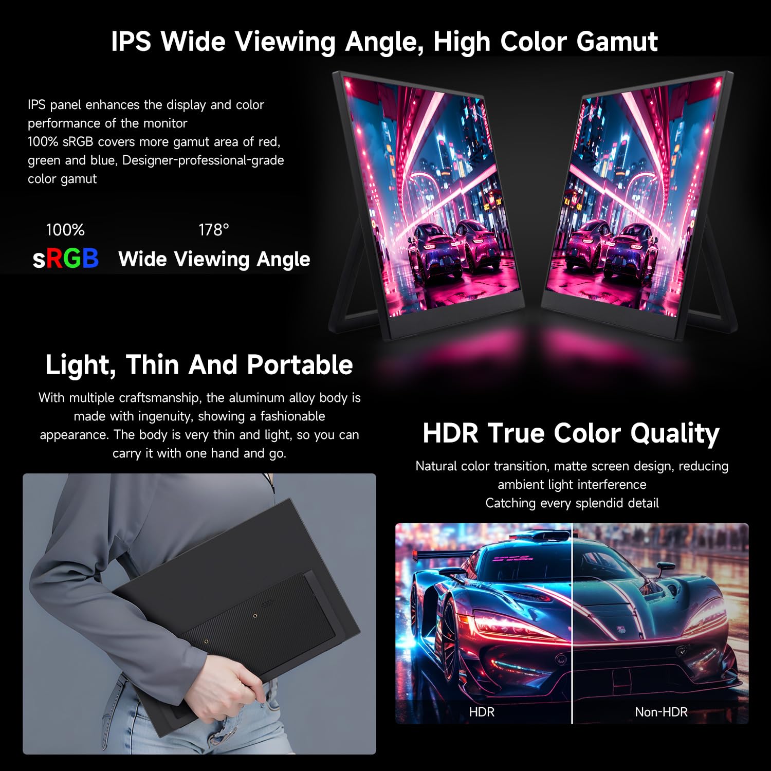 Монітор LUCKFOX Портативний 14 дюймів, фото №6